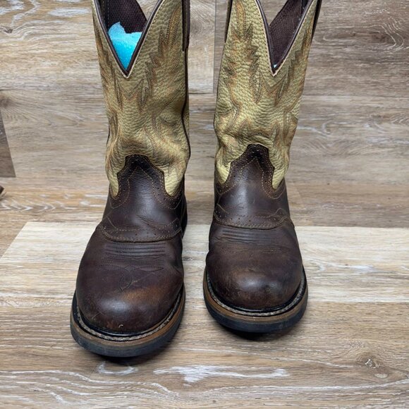 Justin Superintedent 11" Steel Toe Brown Leather Western Boots Men's Size 9.5 - Picture 2 of 7